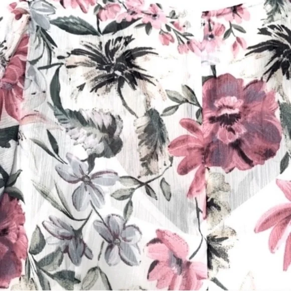 NEW Calvin Klein Flounce Sleeve Dress Ruffle Hem Floral White Lilac Pink Size 4 - Picture 8 of 13